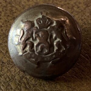 6 antique brass Royal Crown lion emblem buttons